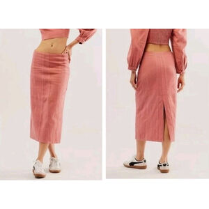 NWOT Free People Marley Denim Skirt Size 0 Women's Casual Low Rise Boho Midi